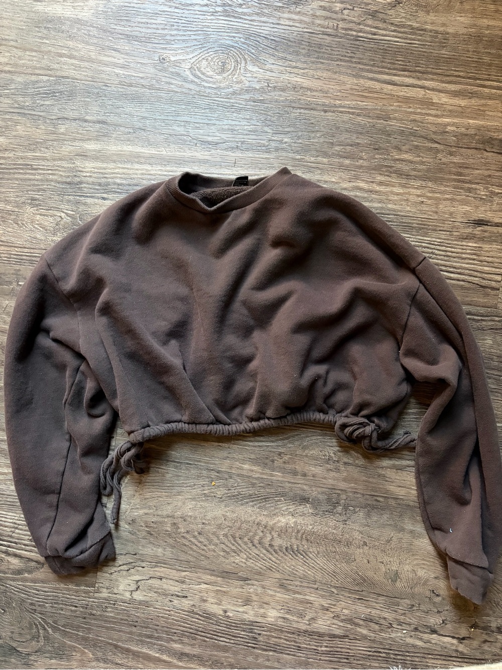 Forever 21 Cropped Drawstring Sweatshirt - Brown